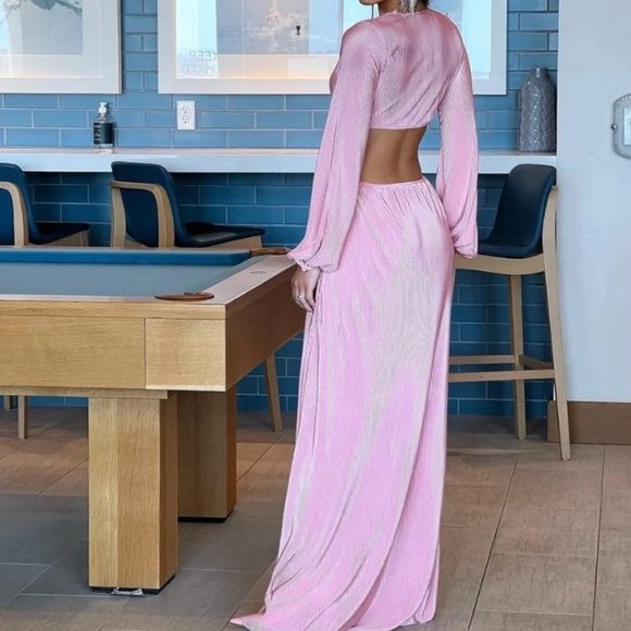 Light pink cut-out maxi dress - Picture 3 of 4